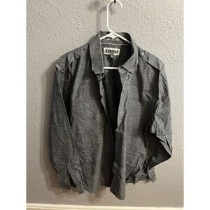 Express Mens Button Up Shirt Gray Long Sleeve Fitted Spread Collar Pocket XL‎